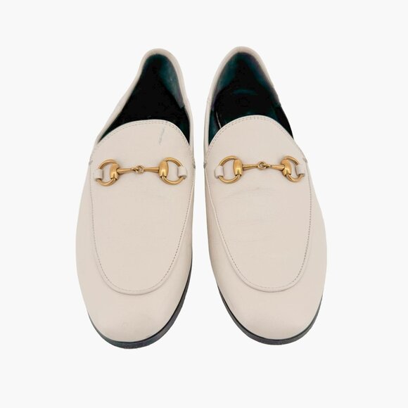 Gucci Brixton Horsebit Loafers EU 36.5 US 6.5 White Leather Flat Buckle Shoe - Picture 2 of 13